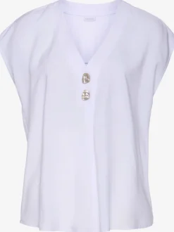 Chemisier en V avec boutons et manches courtes en viscose