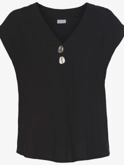 Chemisier en V avec boutons et manches courtes en viscose