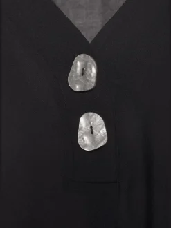 Chemisier en V avec boutons et manches courtes en viscose