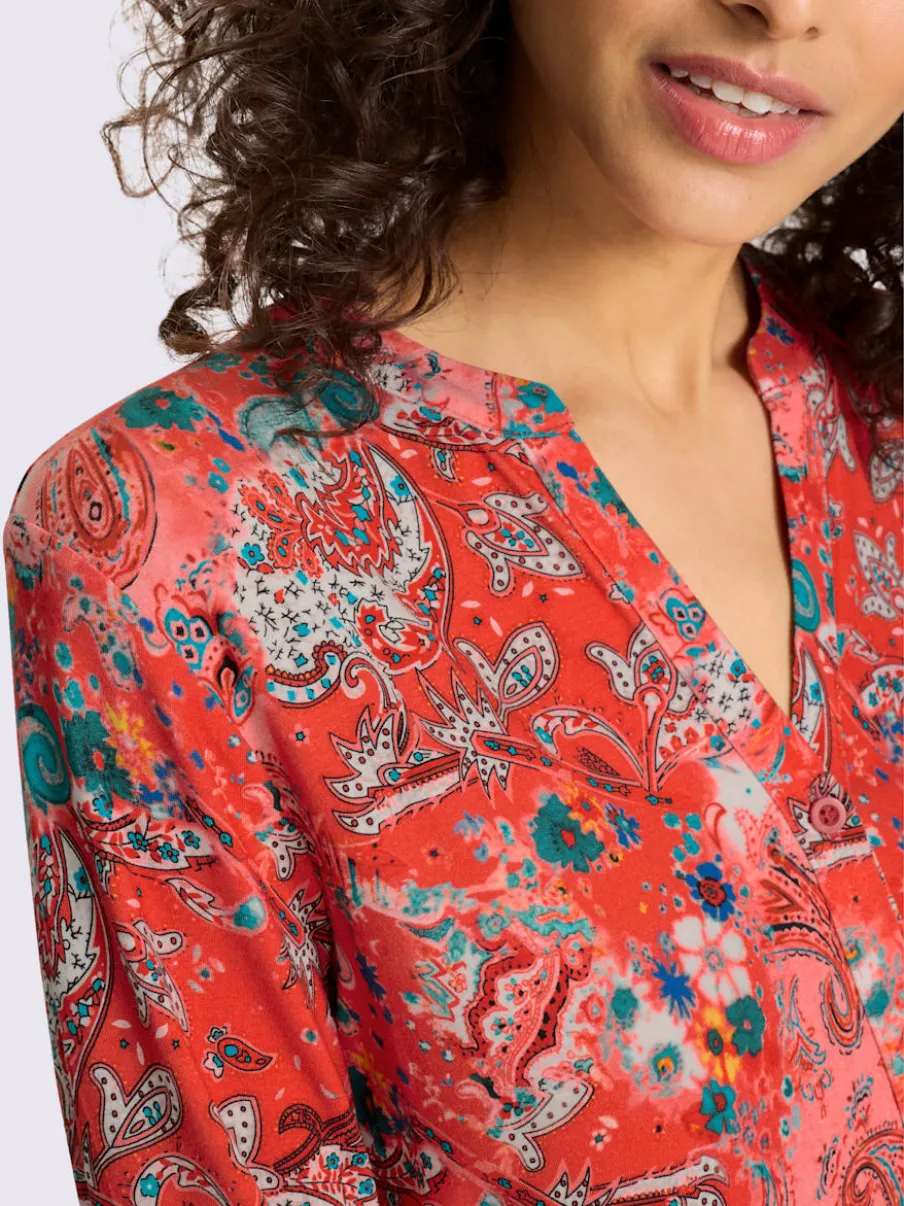Chemisier en viscose avec col en V et motifs paisley