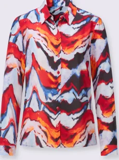 Chemisier en viscose à col chemise et manches longues