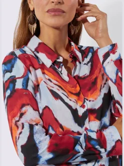 Chemisier en viscose à col chemise et manches longues