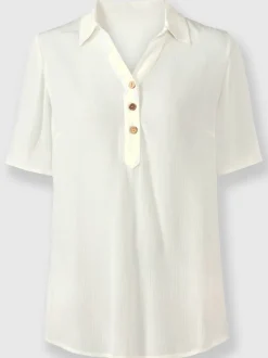 Chemisier en viscose douce avec col chemise et manches courtes