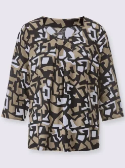 Chemisier en viscose à motifs géométriques et manches 3/4