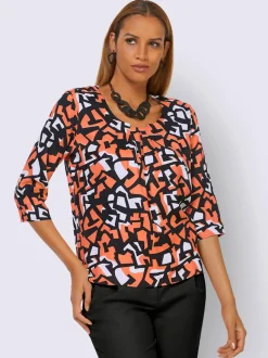 Chemisier en viscose à motifs géométriques et manches 3/4