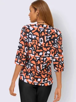 Chemisier en viscose à motifs géométriques et manches 3/4