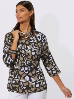 Chemisier en viscose à motifs géométriques et manches 3/4