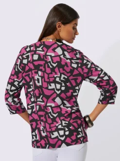Chemisier en viscose à motifs géométriques et manches 3/4