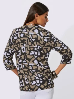 Chemisier en viscose à motifs géométriques et manches 3/4