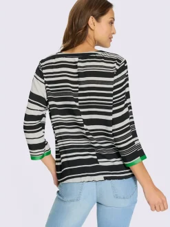 Chemisier en viscose à rayures avec col V et manches 3/4