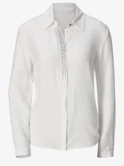 Chemisier femme boutons argentés col chemise brillant