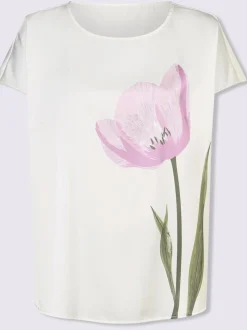 Chemisier fluide avec fleurettes et manches courtes