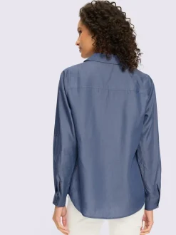 Chemisier fluide à col chemise avec patte de boutonnage à pois