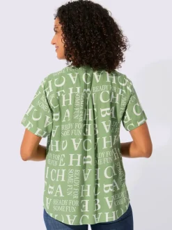 Chemisier imprimé à col en V et manches courtes en viscose ECOVERO