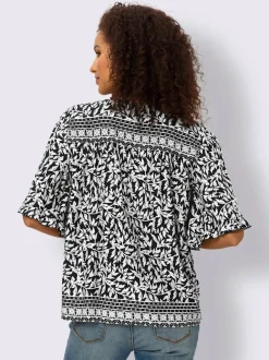 Chemisier à imprimé floral avec encolure ronde ouverte