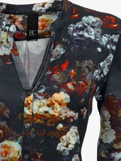Chemisier à imprimé floral avec col montant et manches longues