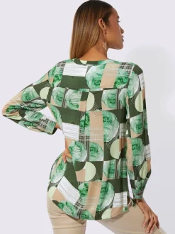 Chemisier à imprimé graphique avec patte de boutonnage