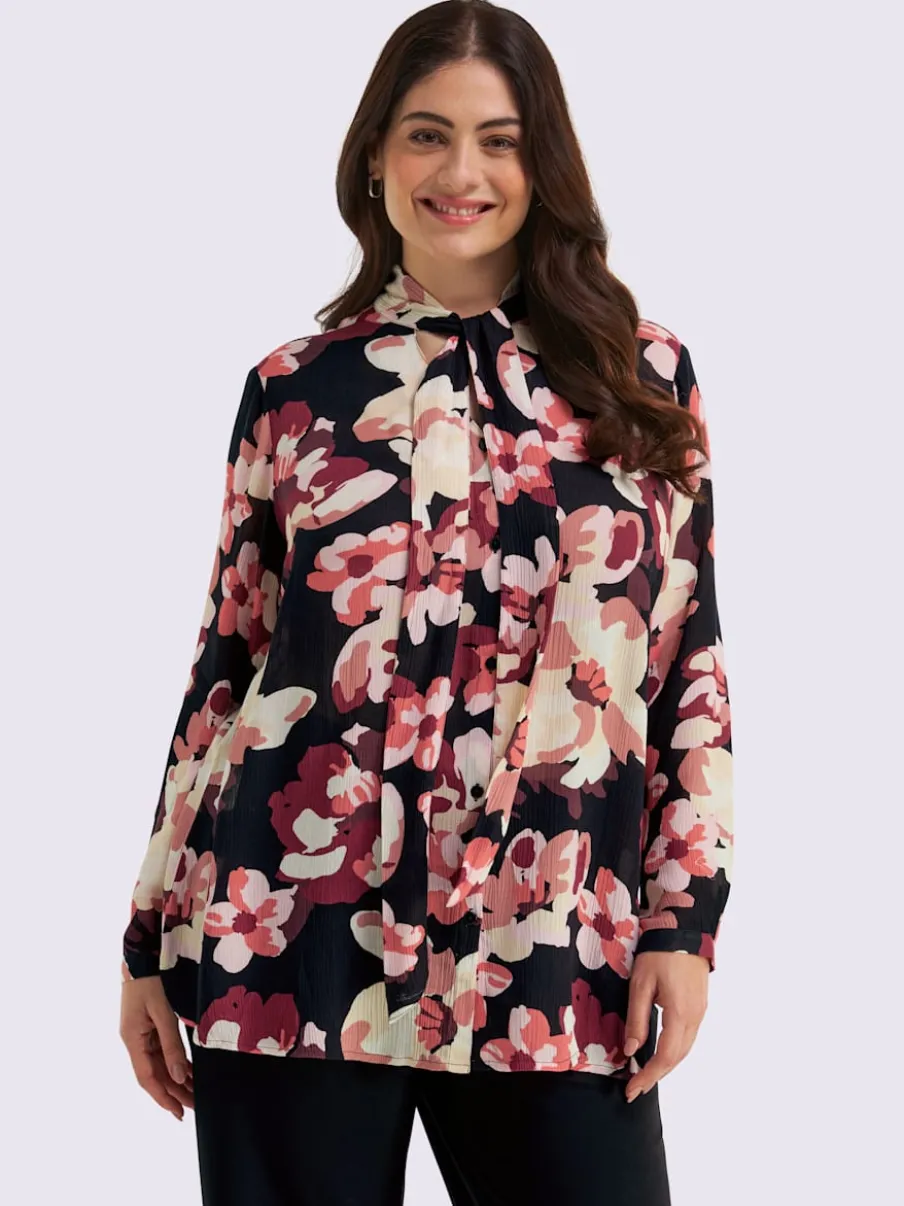 Chemisier lavallière joli motif floral