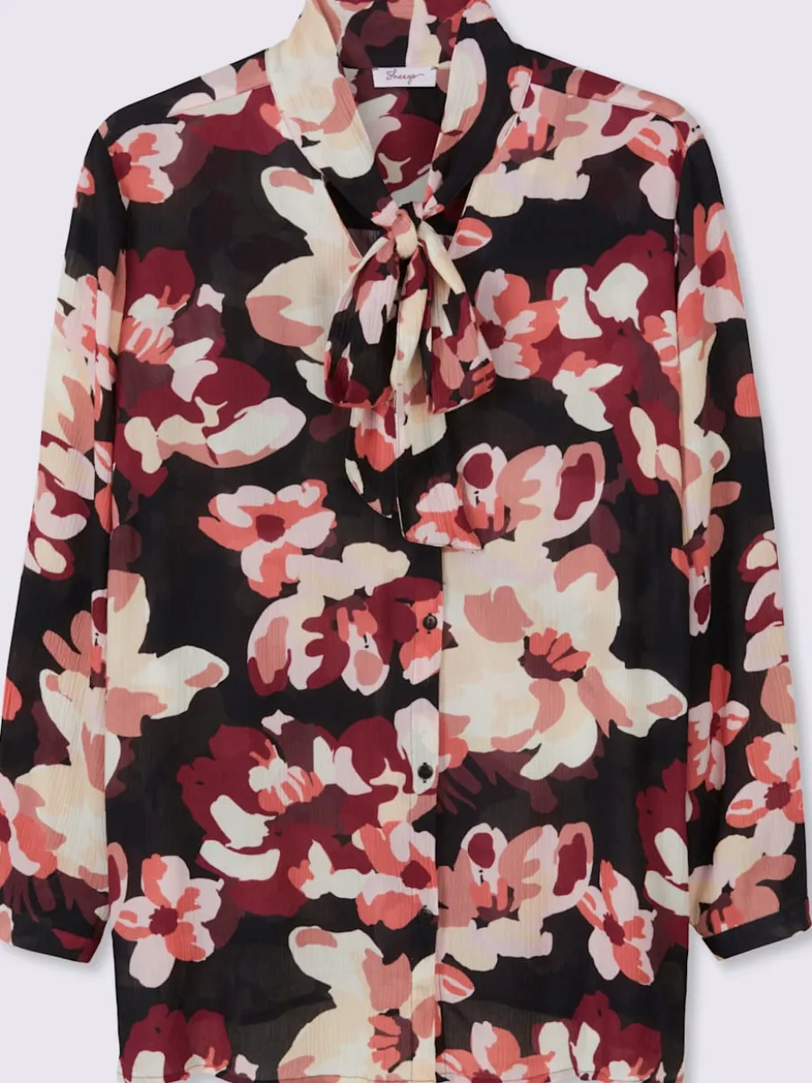 Chemisier lavallière joli motif floral