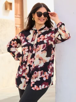 Chemisier lavallière joli motif floral