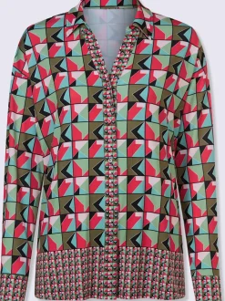 Chemisier léger avec col chemise et motif géométrique