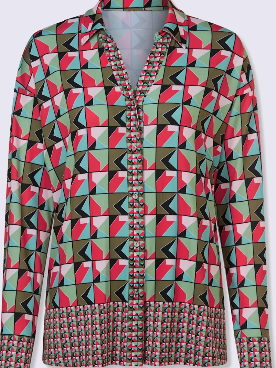 Chemisier léger avec col chemise et motif géométrique