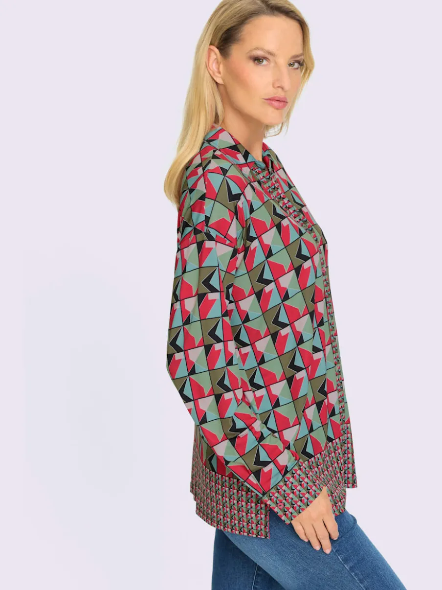 Chemisier léger avec col chemise et motif géométrique