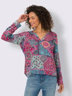 Chemisier léger à manches longues motif paisley fluide