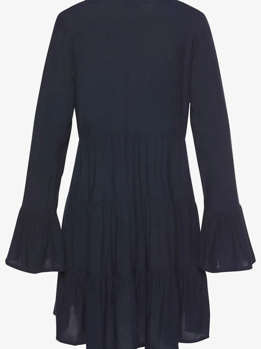 Chemisier long caftan avec col V et manches longues volantes