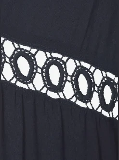 Chemisier long caftan avec col V et manches longues volantes