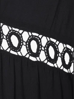 Chemisier long caftan avec col V et manches longues volantes