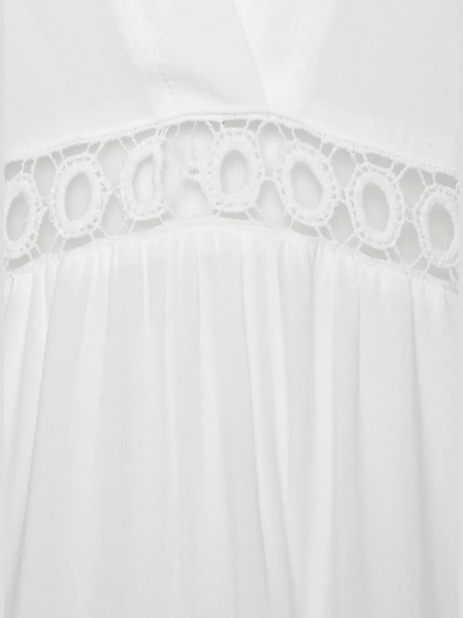 Chemisier long caftan avec col V et manches longues volantes