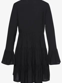 Chemisier long caftan avec col V et manches longues volantes