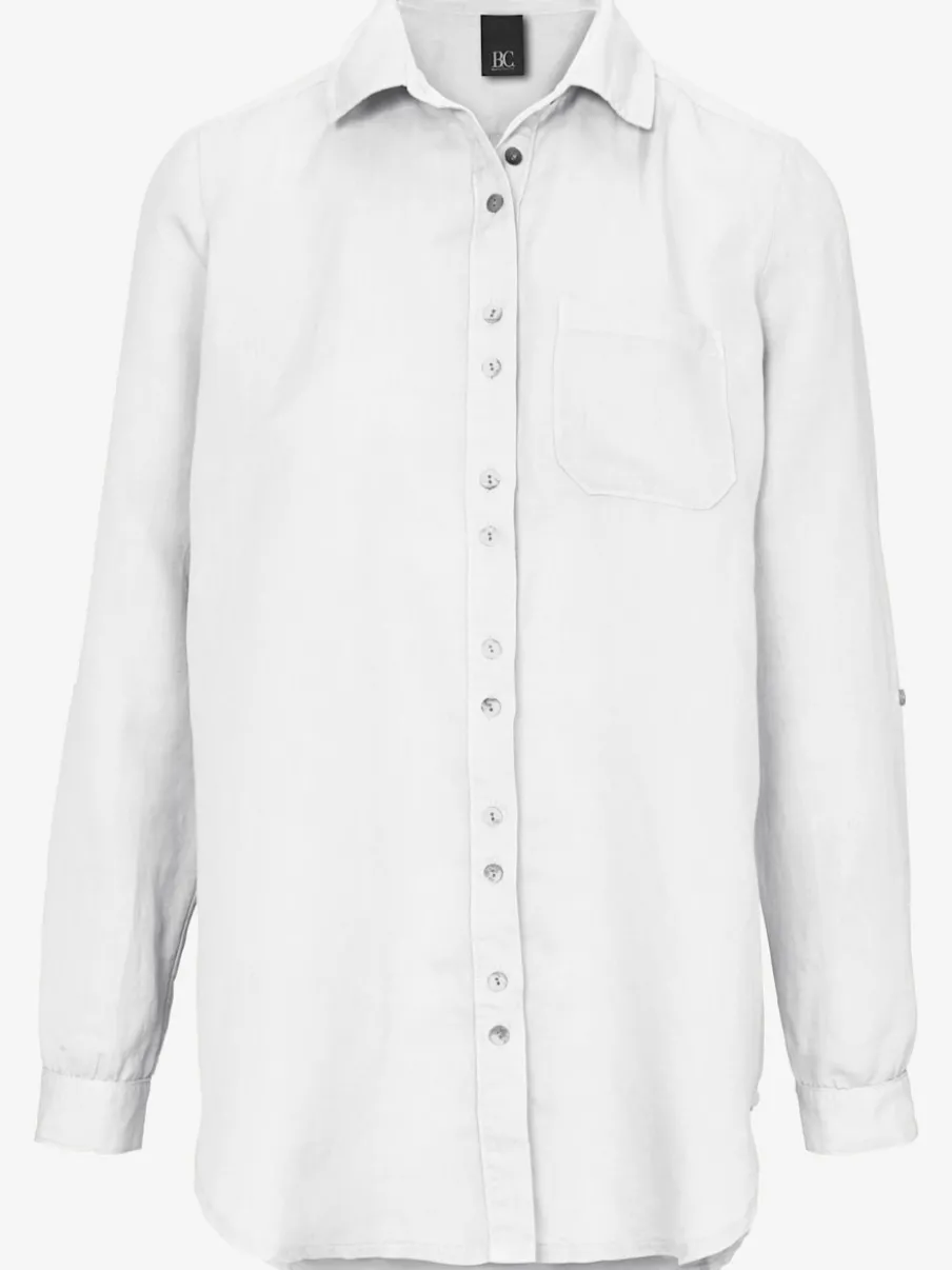 Chemisier long à col chemise avec poches et manches longues