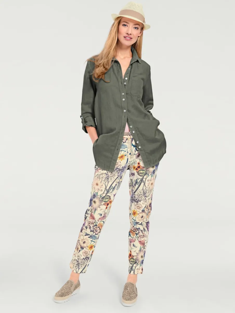 Chemisier long à col chemise avec poches et manches longues