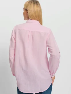 Chemisier long à col chemise avec poches et manches longues