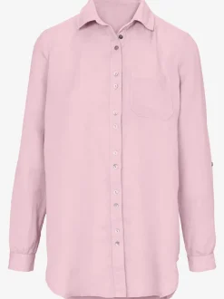 Chemisier long à col chemise avec poches et manches longues