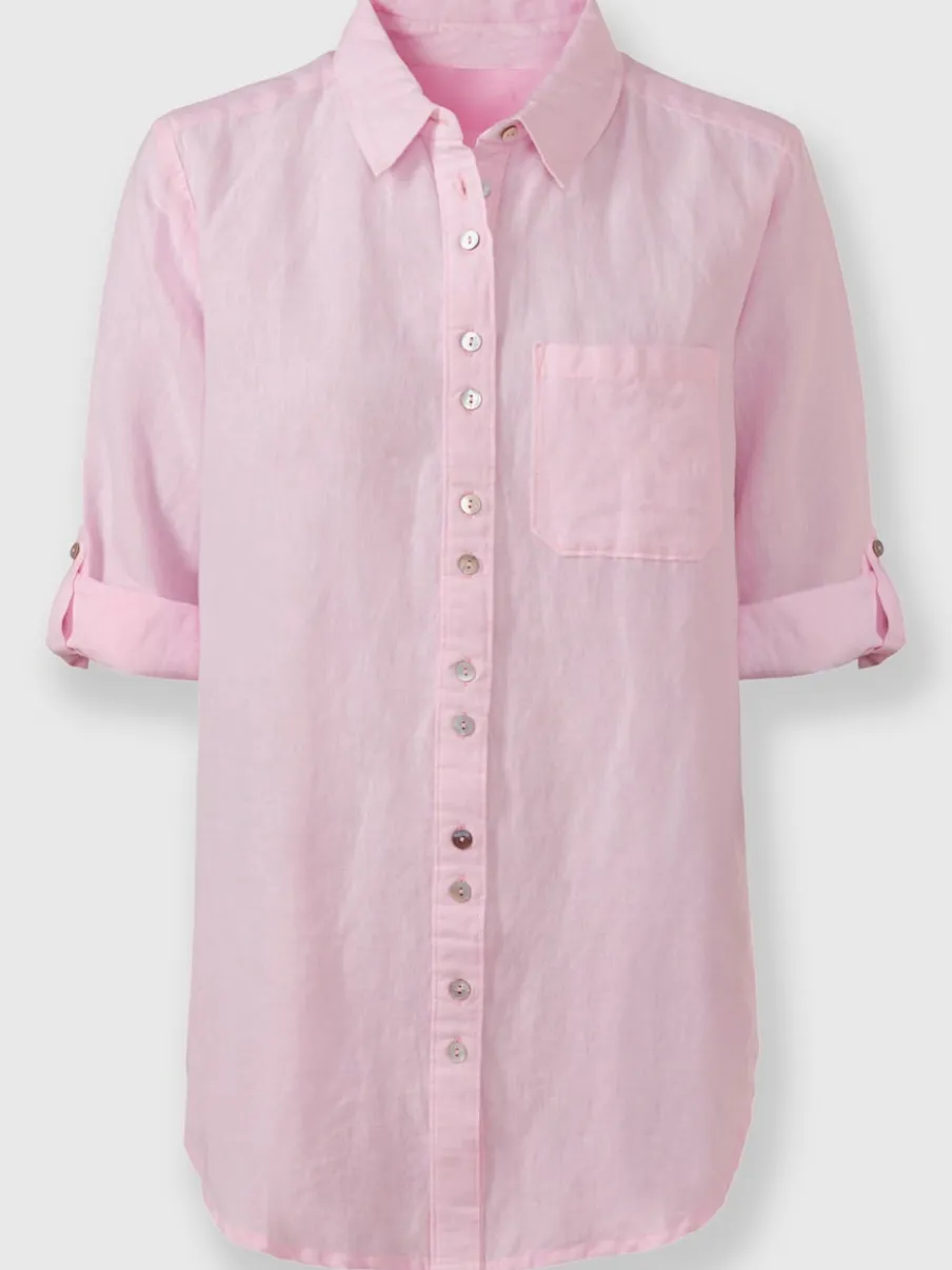 Chemisier long à col chemise avec poches et manches longues