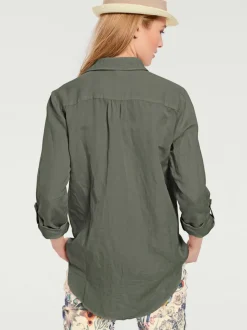 Chemisier long à col chemise avec poches et manches longues