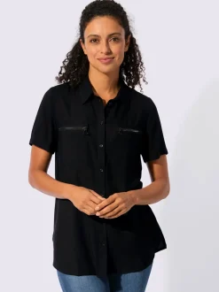 Chemisier long à col chemise avec poches et manches courtes