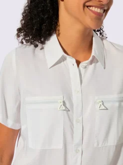 Chemisier long à col chemise avec poches et manches courtes