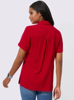 Chemisier long à col chemise avec poches et manches courtes