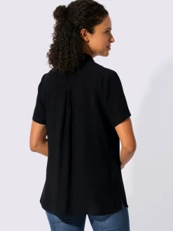 Chemisier long à col chemise avec poches et manches courtes