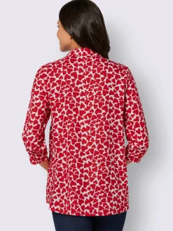 Chemisier long à col chemise ouvert avec imprimé cœur et manches 3/4