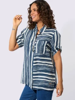 Chemisier long décontracté avec rayures et col chemise