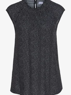 Chemisier à manches courtes avec encolure froncée et motifs à pois