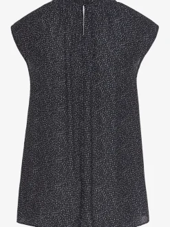 Chemisier à manches courtes avec encolure froncée et motifs à pois