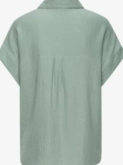 Chemisier à manches courtes en pur coton avec col classique