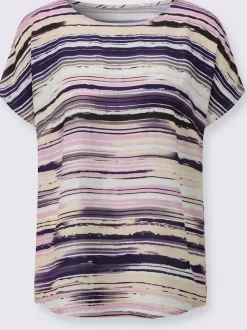 Chemisier à manches courtes en viscose à rayures multicolores