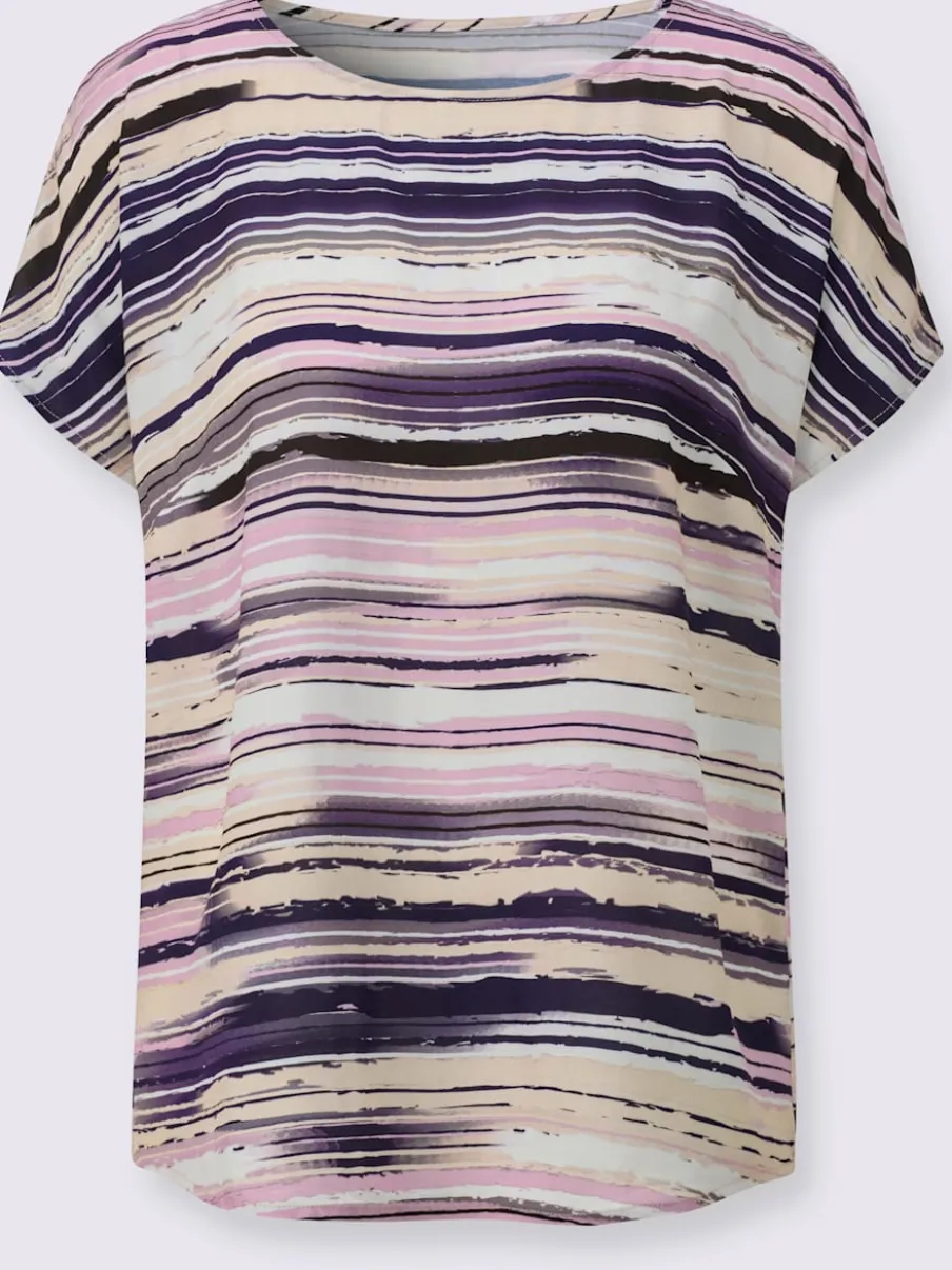 Chemisier à manches courtes en viscose à rayures multicolores